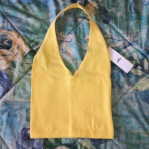 Urban Outfitters yellow halter crop top